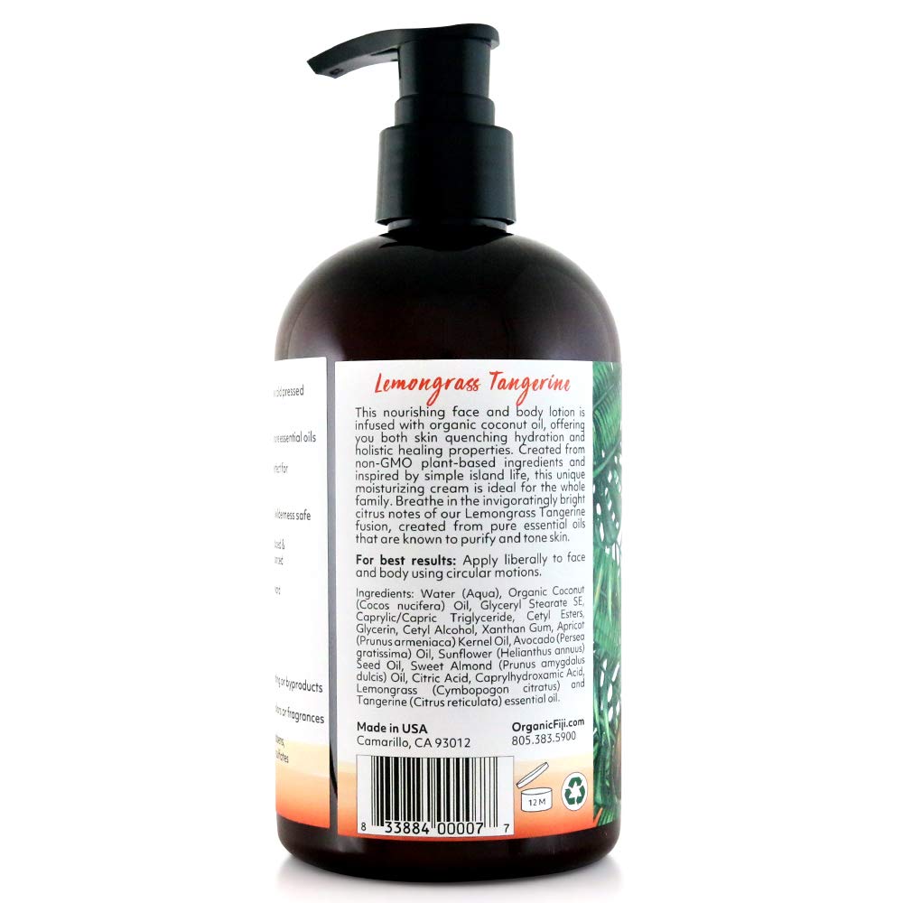 Organic Fiji Nourishing Lotion, Lemongrass Tangerine, 12-Ounces